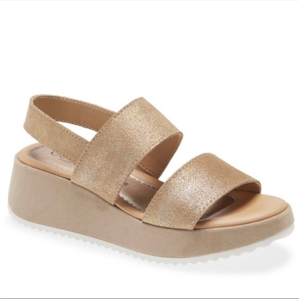 HH‎ Cordani Alisha Wedge Slingback Sandals in Dusty Gold Suede shoes